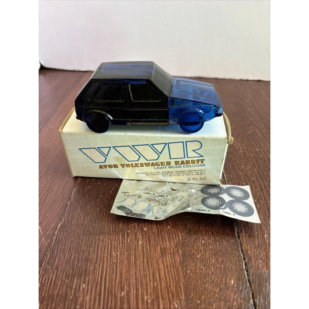 Vintage Avon Volkswagen Rabbit Light Musk Cologne Unused Full With Decals & Box